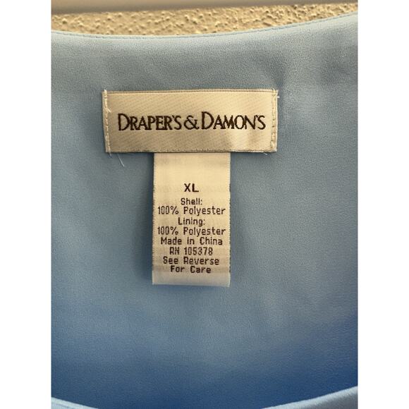 Drapers & Damons Womens Blouse Size XL Blue Short Sleeve Lined - Picture 4 of 12
